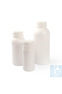 3Articoli simili a: UN certified bottles 250 ml, HDPE, tamper evident screw cap, Ø 63 x H 127 mm...